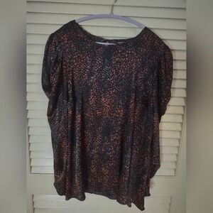 Torrid Satin Snake Print Blouse With Puff Sleeve And Keyhole Back.